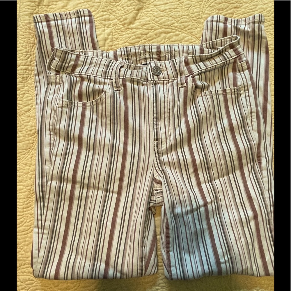 America Eagle Striped Denim Pants